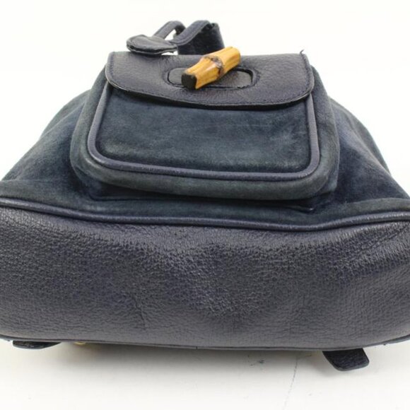 Gucci Navy Suede Bamboo Mini Backpack 56gz421s main image 5